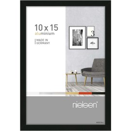 nielsen Pixel Photo Frame, 10x15cm Black Aluminium Picture Frame with Protective Float Glass and Push and Turn Clips - Frosted Black