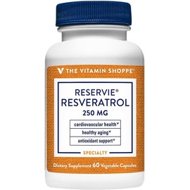 The Vitamin Shop Reservie™ Trans Resveratrol – Antioxidant Supplement for Cellular Health, Cardiovascular Function & Healthy Aging – 60 Vegan Capsules, High Potency, Non-GMO (Pack of 1, 250MG)