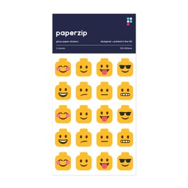 PAPERZIP - Building Block Head Emojis – 40 Stickers for Children, Teachers, Parents, Birthdays