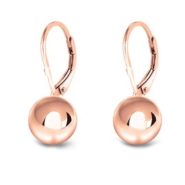 Savlano 925 Sterling Silver Classic Leverback Round Bead Ball Drop Earrings - 18K Gold Plated Bead Ball Earrings for Women Available in 6MM, 8MM, 10MM, 12MM - Made in Italy Comes With Savlano Gift Box (6mm, R)