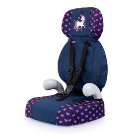 Bayer Design 67554AA Deluxe Doll Car Seat, Doll Accessories, with Strap, Blue, Pink, Unicorn, Small