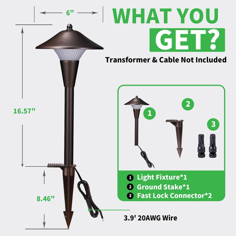 Varmtalys Low Voltage Pathway Lights - 2700K/3000K/3500K/4000K/5000K Selectable Landscape Sidewalk