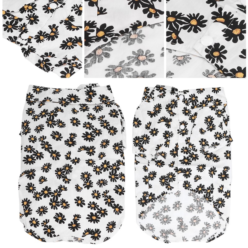 Daisy Print Dog Shirt Soft Breathable Flexible Pet T Shirt