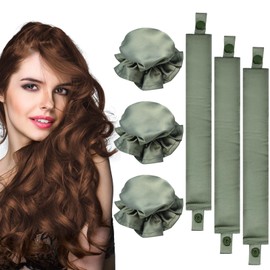 SNONESIY 3 Stück Heatless Curls Set, Mini Heatless Curler Heatless Blowout Locken Ohne Hitze Overnight Blowout Satin-Material, Lockenwickler Über Nacht Mit Haarkappen Diy eeignet für Alle Haartypen