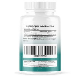 Vinco Magnesium L-Threonate Supplement - 120 High Strength Magnesium L Threonate Capsules - 2000mg Bioavailable Form of Magnesium per Serving - Non-GMO & Gluten Free - Made in The UK