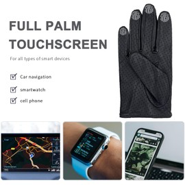 Zjjseloru Womens Elegant Genuine Lambskin Leather Driving Gloves Unlined, Touchscreen, Black, L