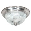 NUVO SF76/609 Two Light Flush Mount, Brushed Nickel/Clear Ribbed Glass