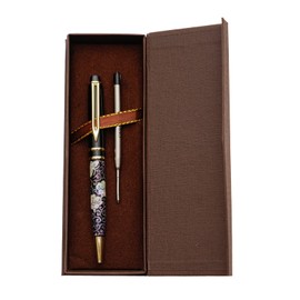 February Mountain Mother of Pearl Ballpoint Pen, Retractable Ballpoint Pens, for Gift, Business, Office, 1.0mm Medium Point Black Ink, Extras Replaceable Metal Refills (Butterfly)