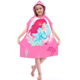 BTNEEU Bath Poncho Children's Bath Towels with Hood Poncho Towels Microfibre Beach Towels Shower Towels Ultra Absorbent Bathrobe Cartoon Swimming Towel Surf Poncho for Boys Girls 6-12 Years