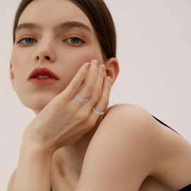 FUNEIA Set of 3 Silver Women's Rings Gold Set Stackable 18 Carat White Gold Wedding Ring Engagement Ring Wedding Rings White Zirconia Finger Ring Ankle Rings Jewellery Size 49-62, Brass