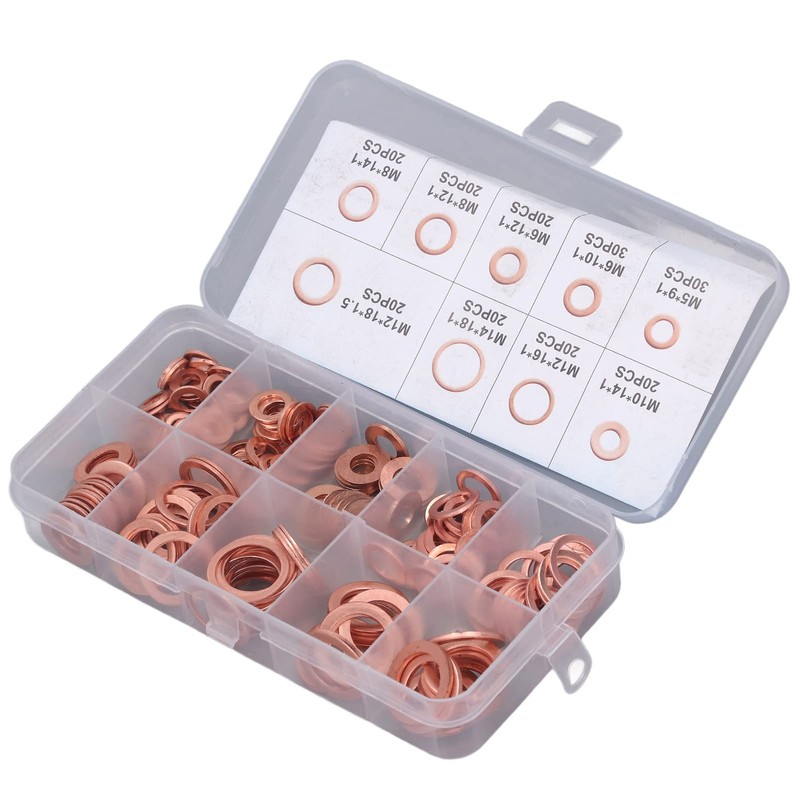 200Pcs Oil Drain Plug Gasket Red Copper Heating Processing 9