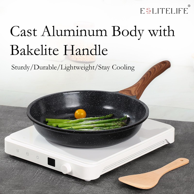 ESLITE LIFE Nonstick Ceramic Frying Pan Skillet with Lid, Non-Toxic