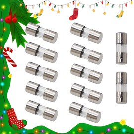 Sunxeke Christmas Light Fuses 12PCS 0.14 x 0.39 inch/ 3.6 x 10 mm 125V 5A Fuses Fast-Blow Automotive Mini Glass Fuse for Christmas Tree Mini Light Strings Replacement Glass Fuses