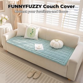FUNNY FUZZY Pet Couch Covers for Sofa, Washable Dog Couch Cover Protector for Dogs, Flannel Couch Covers for Dogs Pet Friendly Pet Mat Bed Sofa Cover (Grey, 27.6"×70.9")