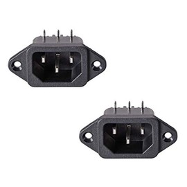 uxcell C14 Panel Mount Plug Adapter AC 250V 10A/15A 3Pins IEC Inlet Module Plug Power Connector Socket Right Angle Pack of 2
