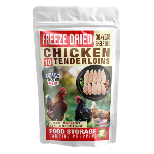 Freeze Dried Chicken Tenderloins GRASS FED, 10 Count, 30+ Year