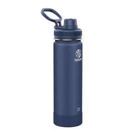 Takeya Actives Water Bottle with Spout Lid - Bottle with Double Stainless Steel Insulation - Dishwasher Safe & BPA-Free - Bottle with Spout Lid & Removable Bumper - 22 oz, Midnight Blue