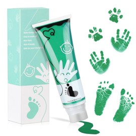 TOGOU2S Baby Handprint and Footprint Set with Sponge, Non-Toxic Acid-Free, Paw Print Set Dog for Drawing, Handprints, Footprints and Craft Projects, Green