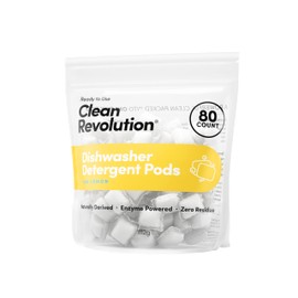 Clean Revolution Natural Dishwasher Detergent Pods, 80 Pods, Enzyme Powered, No Chemical Additives, No Residue, Made in the USA