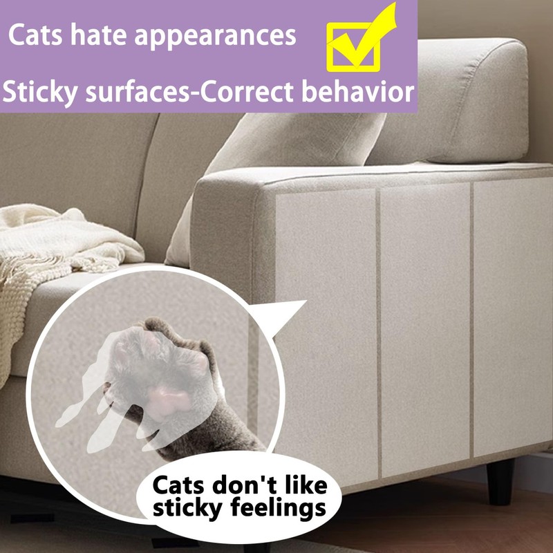 Chuangseed 6" x 20Yds Transparent Cat Scratch Deterrent Tape -