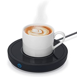 Calentador de Tazas Calentador de Bebidas con Placa Eléctrica hasta 80℃, Calentador Portatil de Café con 3 Configuraciones de Temperatura para Calentar Café, té, Leche, Cacao (Negro)