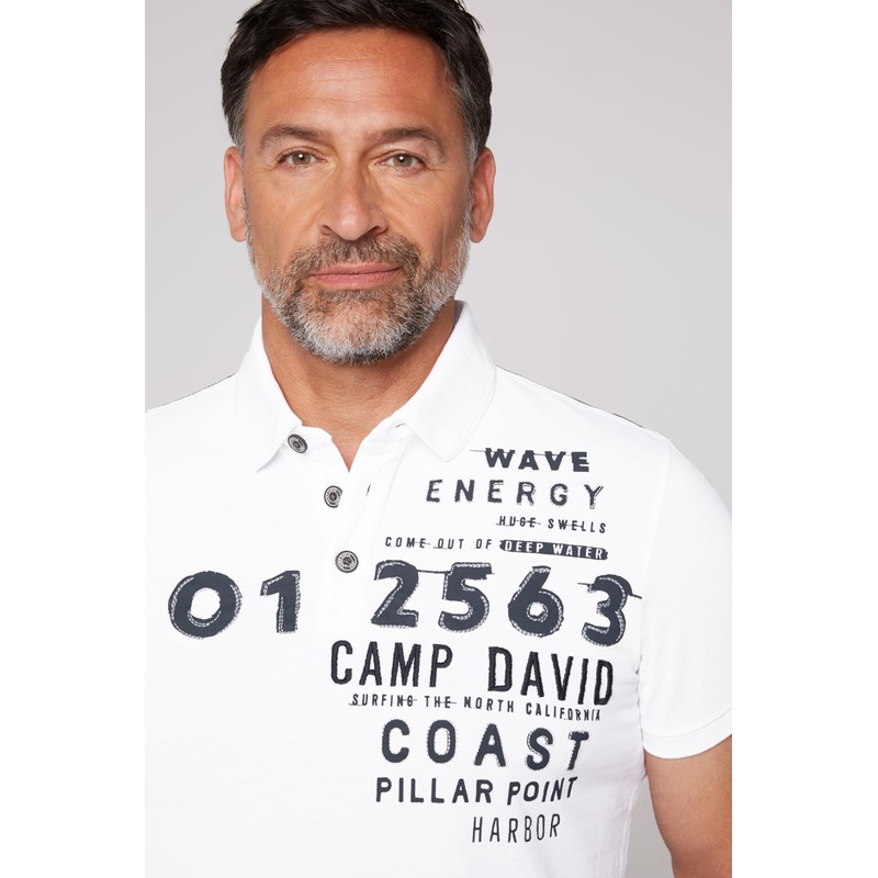 Camp David Men's Pique Polo Shirt with Prints and Embroidery,