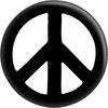 Peace Sign - Black On White - 1" Round Button