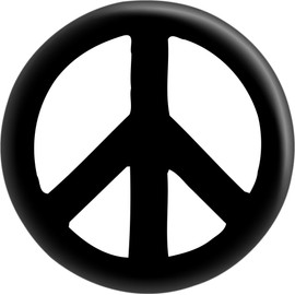 Peace Sign - Black On White - 1" Round Button