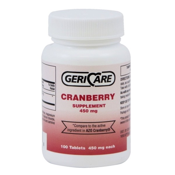 Geri-Care Cranberry Supplement, 100 Tablets 450 mg Each (Pack of 6)