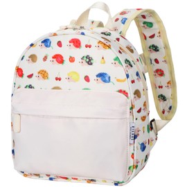 BIGHAS Lightweight Toddler Kids Backpack with Chest Strap For Boys and Girls, Preschool Kindergarten 3-6 Years Old 30 Colors (Hedgehog/Beige)