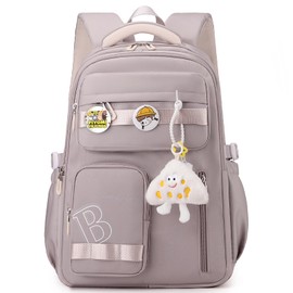 Amythe Girls' School Bag, School Backpack with Many Compartments, 30 L Children's Backpack with Cute Tags and Badges, Casual Backpack for Girls of 3rd to 5th Class, purple