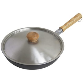 Urushiyama Metal Industry Stainless Steel Frying Pan Lid, Compatible with Iron Frying Pans, Stylish Wooden Handle, Made in Japan, Frying Pan Cover, Stainless Steel Lid USF-28, Stainless Steel Pot Lid