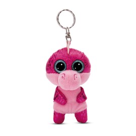 NICI Glubschis Dragon Kay 49391 Key Ring 9 cm Pink Sustainable Companion Cuddly Toy Pendant with Key Ring for Lanyard, Key Ring and Key Holder