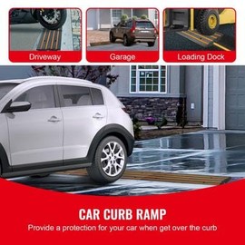 Happybuy Curb Ramp, 2.6" Rise Rubber Driveway Ramp, Heavy-Duty 33,069 lbs Capacity, Threshold Curbside Bridge for Loading Dock & Garage