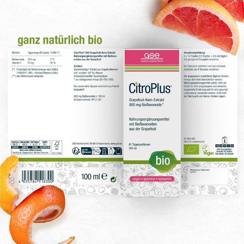Euronat Citro Plus 800 extraits de pépins de pamplemousse flacon