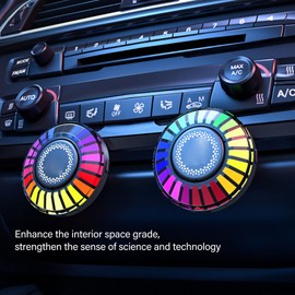 Car Music Rhythm Light, 2-Piece RGB Ambient Lamp, 32-Bit Colour Changing App Control, Magnetic Music LED Rhythm Light for Home, Car Decoration