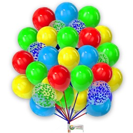 Party Balloons Pack 10 Inch Balloons Multicoloured Latex Balloons for Birthday Baby Shower Anniversary Red Balloons Yellow Green Light-Blue Party Decoration Balloons 30 Pack