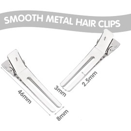 50Pcs Hair Clips Double Prong Curl Clips 1.8inch Metal Hair Pins Duck Billed Hair Clips for Women Styling Sectioning Hair Salon Barber