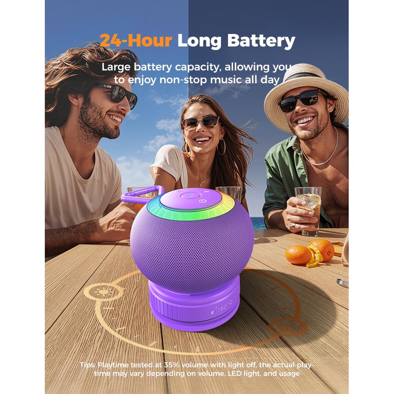 dbsono Portable Bluetooth Speaker Shower Waterproof: IPX7 Loud Sound with