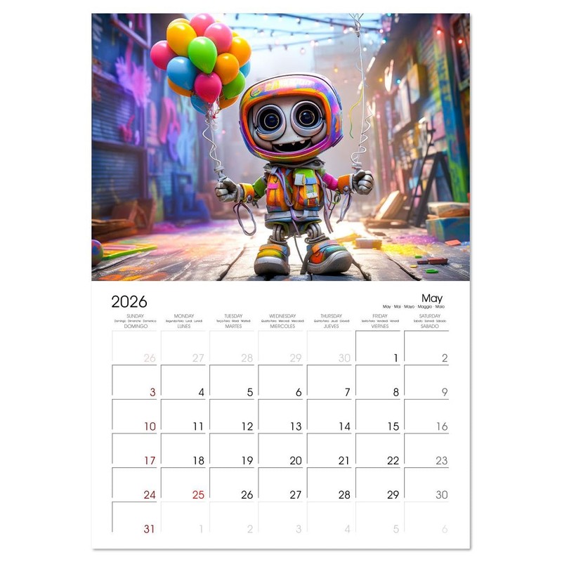 Robots - Future Humans (Monthly Wall Calendar 2026 11.7" x