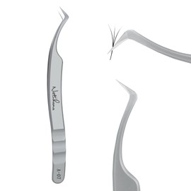 Natuhana High Precision Eyelash Tweezers Stainless Steel Eyelash Tweezers for Classic/Volume/Simple Fan Eyelash Extension, Straight & Curved Tip Ukraine Tweezers for Professionals & Beginners (A-07)