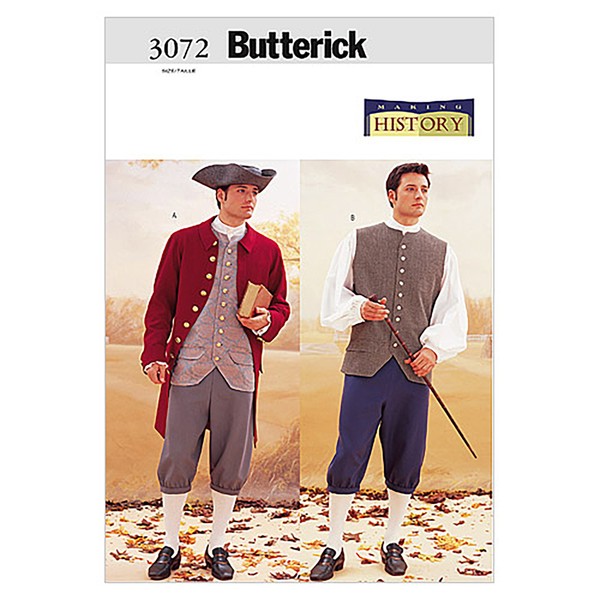 BUTTERICK B3072320 Revolutionary War Historical Men's Costume Sewing Pattern, Sizes 32-36