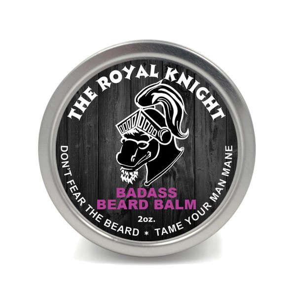Badass Beard Care Beard Balm - The Royal Knight Scent, 2 oz - All Natural Ingredients, Keeps Beard and Mustache Full, Soft and Healthy, Reduce Itchy and Flaky Skin, Promote Healthy Growth