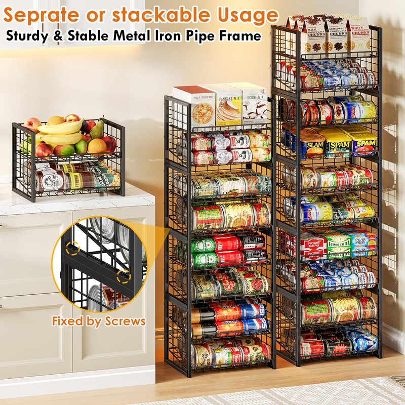 X-cosrack 2 Packs Stackable Can Rack Organizer for Pantry, 2-Tier