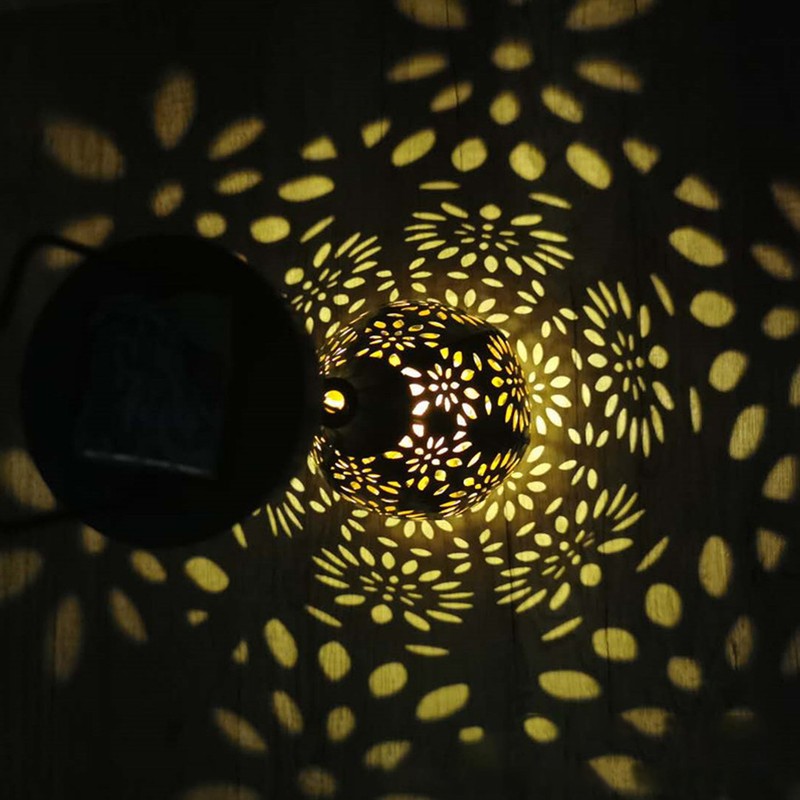 Hanging Solar Light Bronze Iron Metal Hollow Pattern Outdoor Lawn