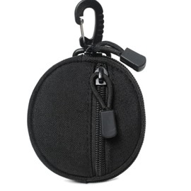 LIUYIDM Coin Purse Mini Coin Bag Small Organiser Round Coin Bag with Zip and Carabiner Key Ring Pockets, Suitable for Travel, Outdoor, black, tactical coin wallet
