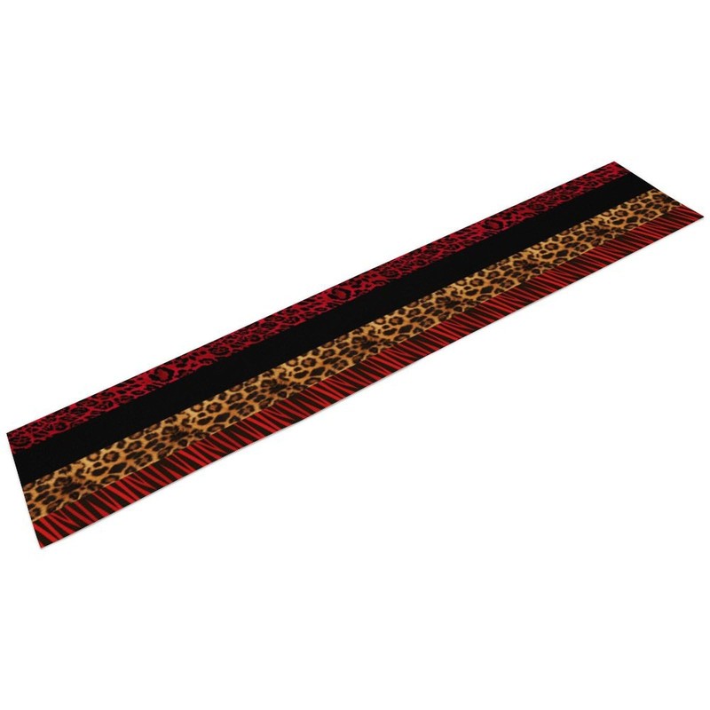 Leopard Print Table Runner,Modern Fashion Style Red Black Seasonal Spring