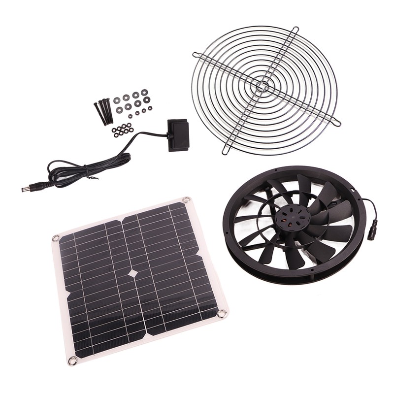 18V 12W Solar Exhaust Fan Kit Waterproof DC Brushless Round