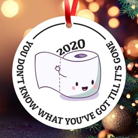 Soul Décor 2020 Christmas Ornaments Covid, You Don't Know What You've Got Till It's Gone, Large 3.75" Round Metal Ornament, Velvet Pouch Included