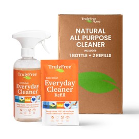 Truly Free Everyday Cleaner - Multipurpose Cleaner Spray, Kitchen Counter Cleaner, Natural Cleaning Products, Multi-Surface Household Solution, 1 Empty Bottle Spray (16oz) & 2 Refills (3oz each)